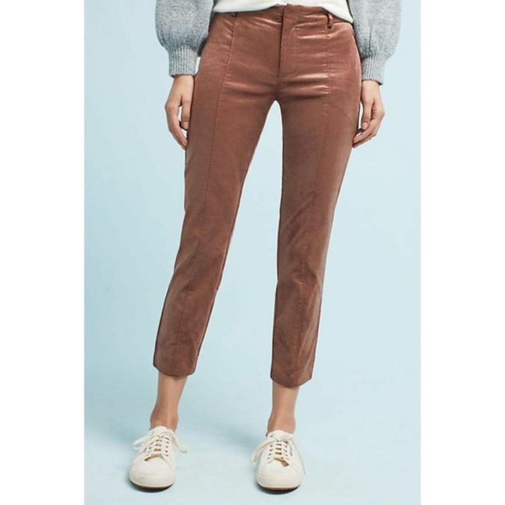 Womens Size 8 Anthropologie The Essential Slim Trousers in Copper Velveteen